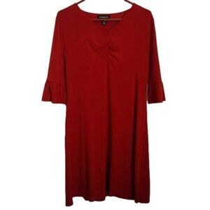 Monterey Bay Medium Petite MP Red Dress elbow bell sleeves Midi UNWORN NWOT